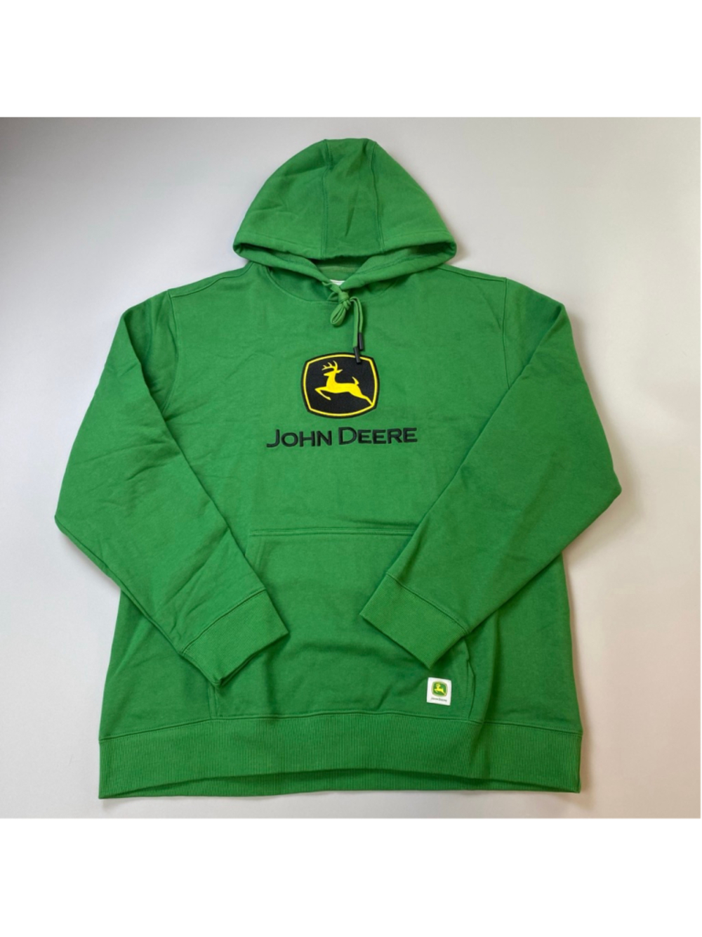 John Deere Hoodie Large Green Sweatshirt Logo Spellout Workwear Farm Streetwear